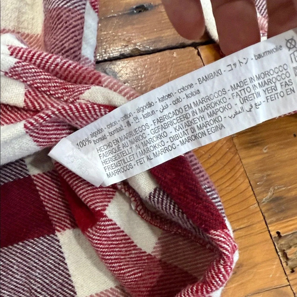Zara Kids Red and White Plaid Button Down Flannel 100% Cotton Shirt Size 13 14 - Picture 3 of 9
